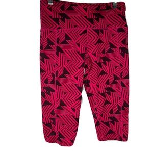 Womens OISELLE KC Knicker Running Capri Leggings. Pink Geometric Print Sz S‎